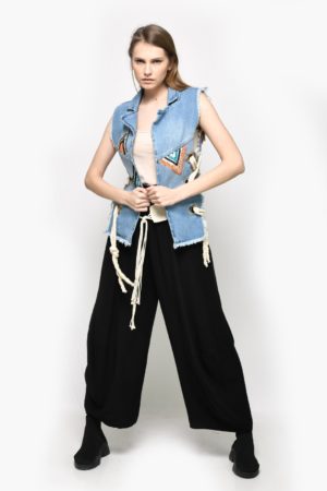 Γιλέκο τζιν με κορδόνια