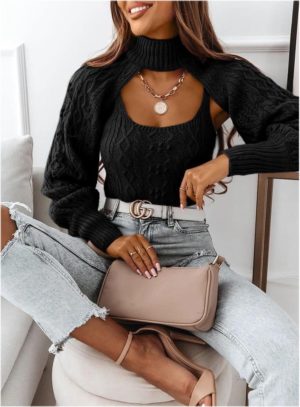 Μπλούζα πλεκτή με μπολερό